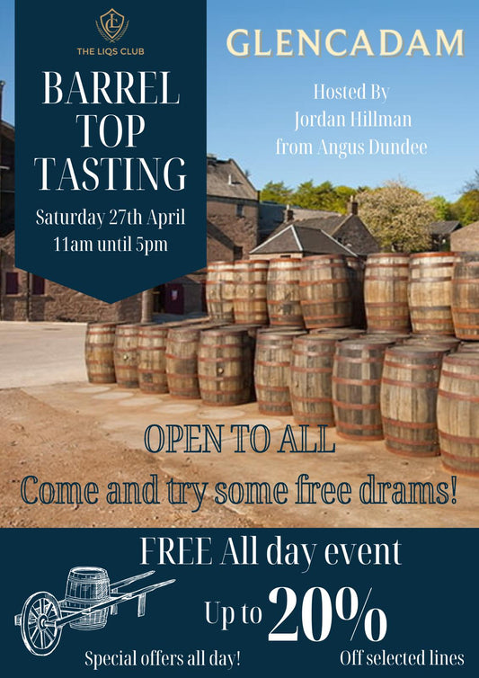 Saturday 27th April -  Free All day event 11am until 5pm in the 'Liquid Gold Whisky Shop' Glencadam tasting.