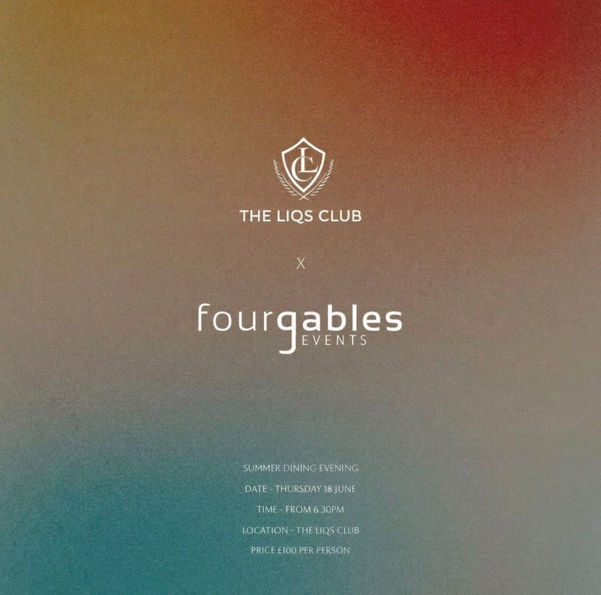 4 Course Dinner Evening with Four Gables - Thursday 18th June, 7.00pm